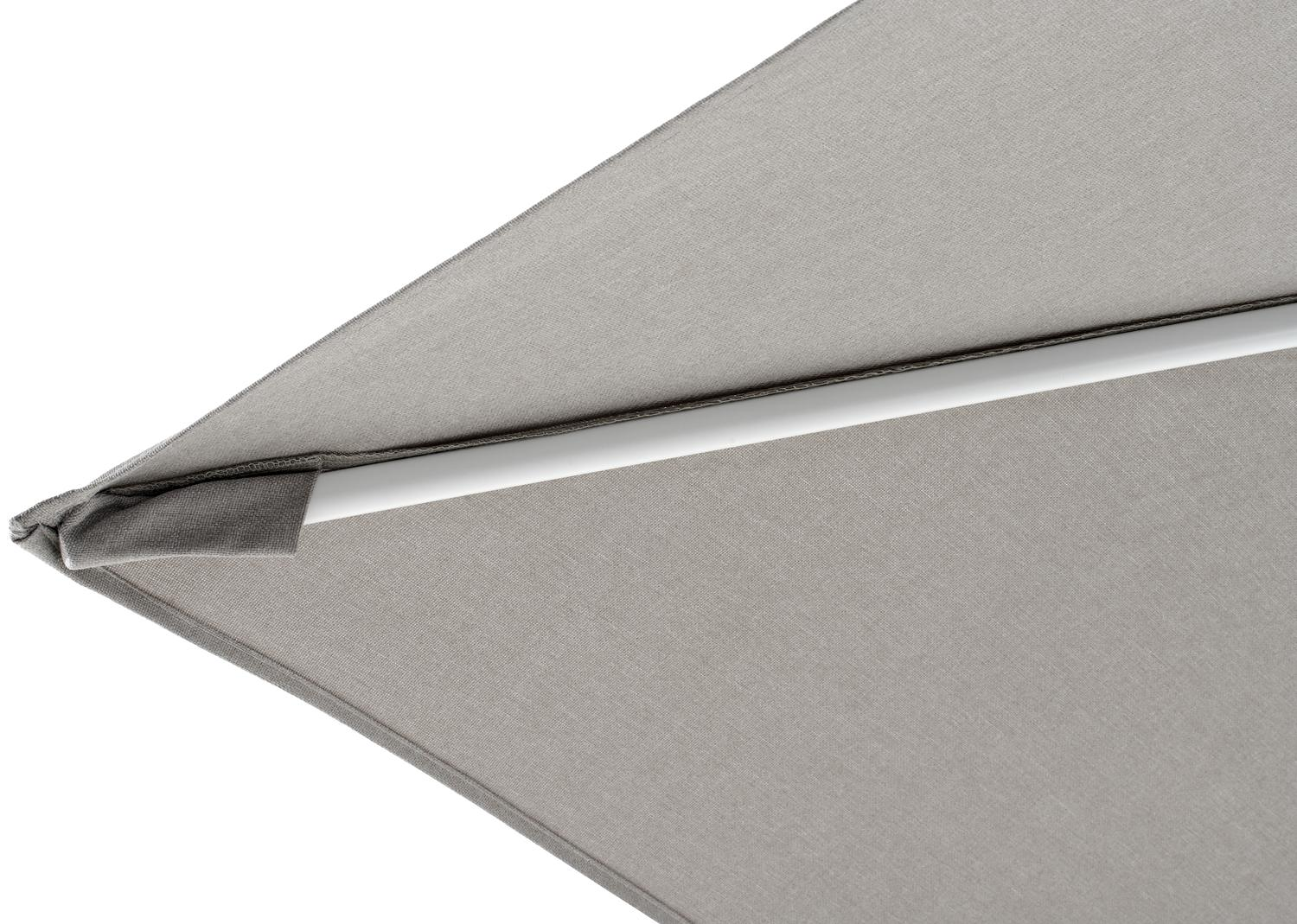 Calpe zweefparasol in wit aluminium met grijs weather+ softtouch parasoldoek - L1 270 x L2 270 cm (zonder voet)