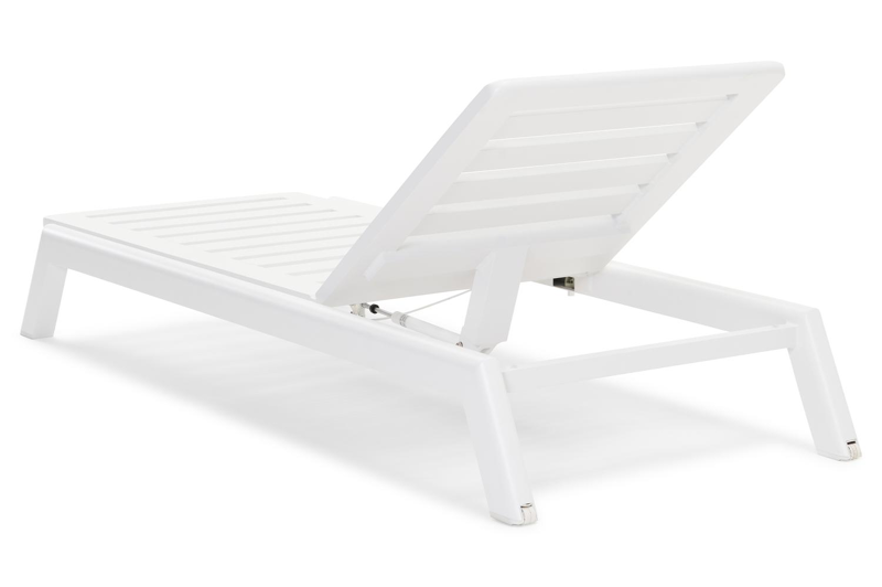 Cirello verstelbaar ligbed met pompsysteem in wit aluminium met natte charcoal chine all weather sunbrella® luxe kussen