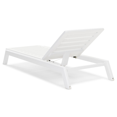 Cirello verstelbaar ligbed met pompsysteem in wit aluminium met natte charcoal chine all weather sunbrella® luxe kussen