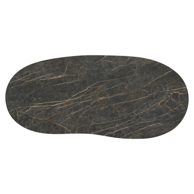 Table de jardin Amico organique en aluminium beige et céramique pleine Black Obsession - Lg. 240 x Lrg. 110 x Haut. 73.5 cm