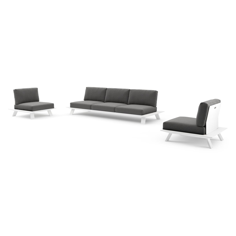 Cesano loungeset in wit aluminium met savane tornado all weather Sunbrella® luxe kussen
