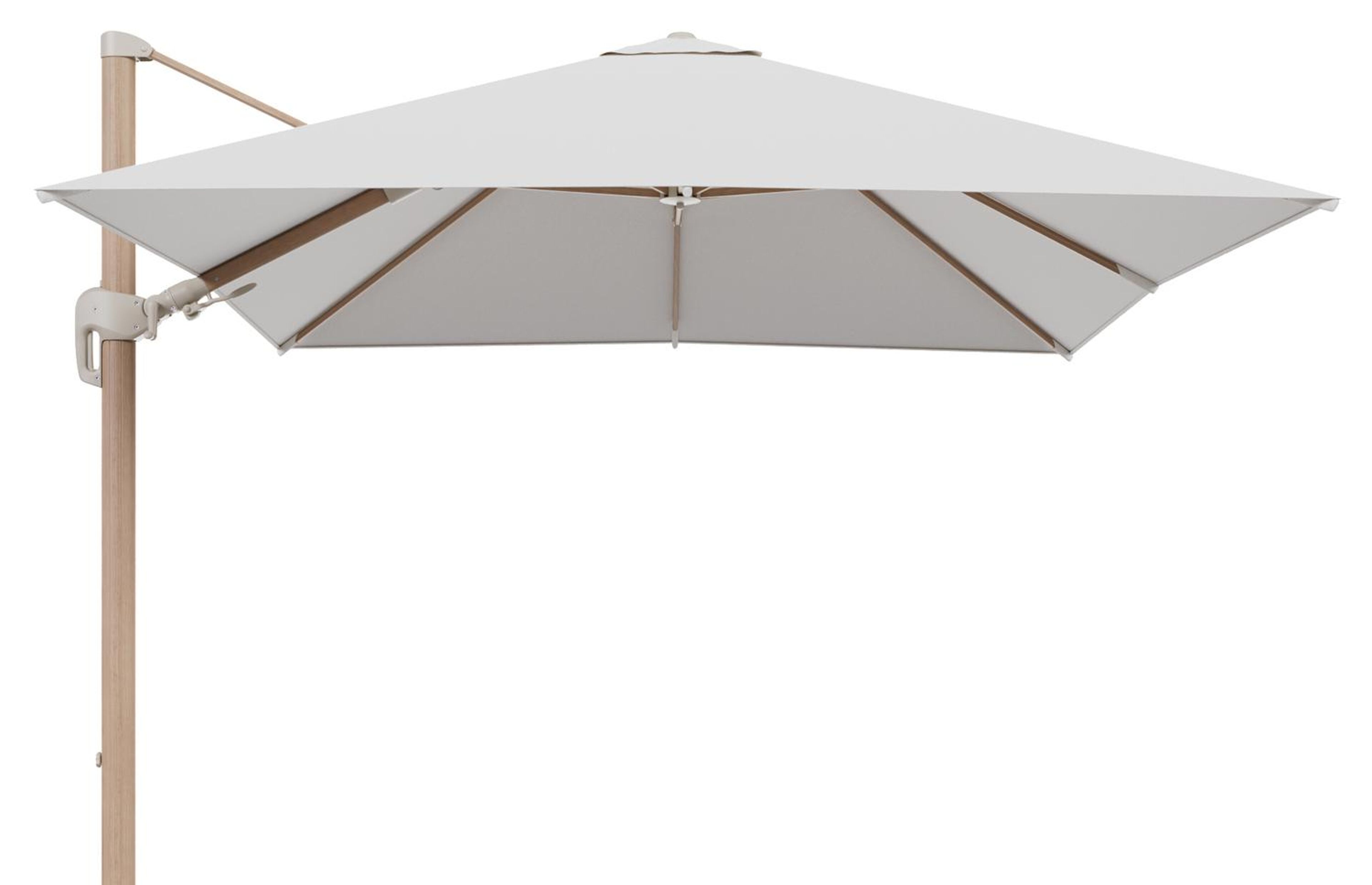 Rufina zweefparasol tiltfunctie in houtlook aluminium en parasoldoek in All Weather Solica Soul Optik  - L1 300 x L2 300 cm (zonder voet) (zonder voet)