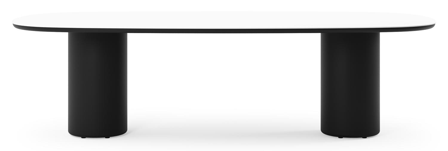 Amico tuintafel bombo in zwart aluminium en volkeramiek Arctic White - L 270 x B 125 x H 73.5 cm