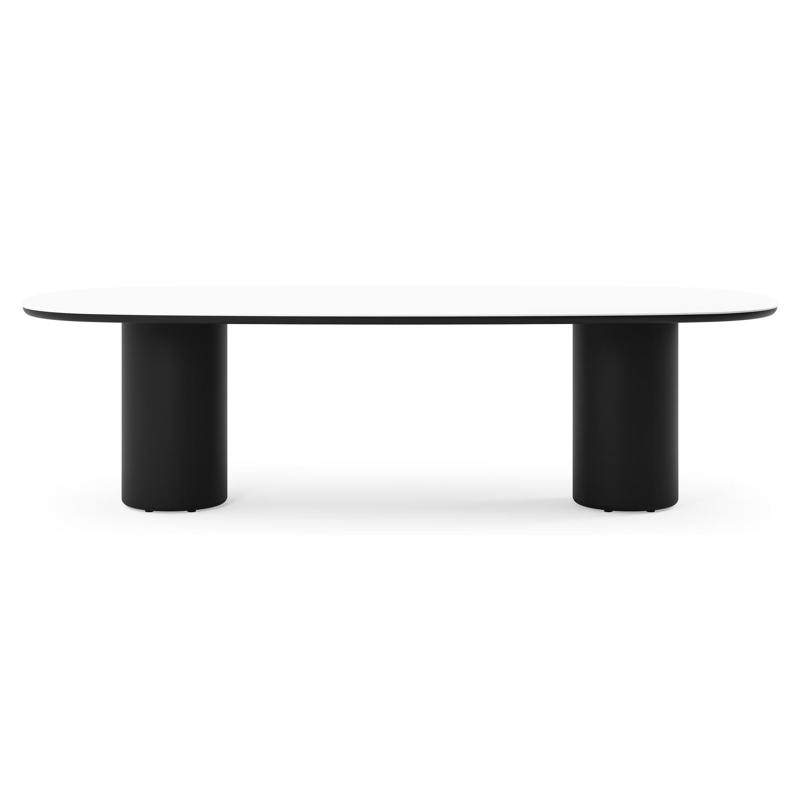 Amico tuintafel bombo in zwart aluminium en volkeramiek Arctic White - L 270 x B 125 x H 73.5 cm