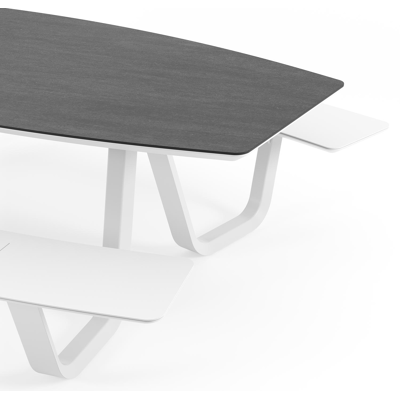 Forno picknicktafel bootvorm in wit aluminium en volkeramiek Basalt Black - L 240 x B 181 x H 72 cm