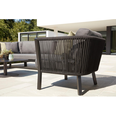 Bugano lounge 1-zit in zwart aluminium met Sunbrella luxe kussens