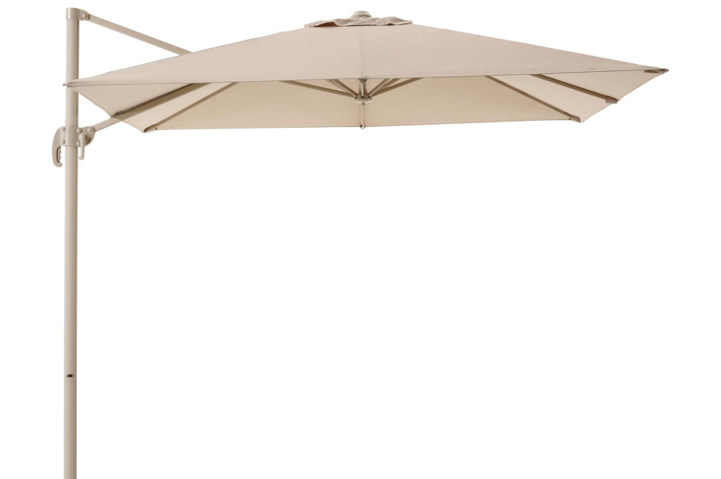 Calpe zweefparasol in beige aluminium met beige weather+ softtouch parasoldoek - L1 270 x L2 270 cm (zonder voet)