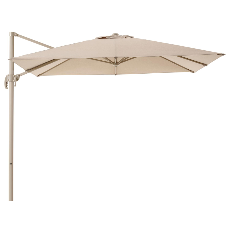 Calpe zweefparasol in beige aluminium met beige weather+ softtouch parasoldoek - L1 270 x L2 270 cm (zonder voet)