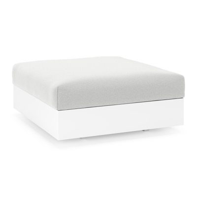 Como poef in wit aluminium met natte grey chine all weather sunbrella® luxe kussen