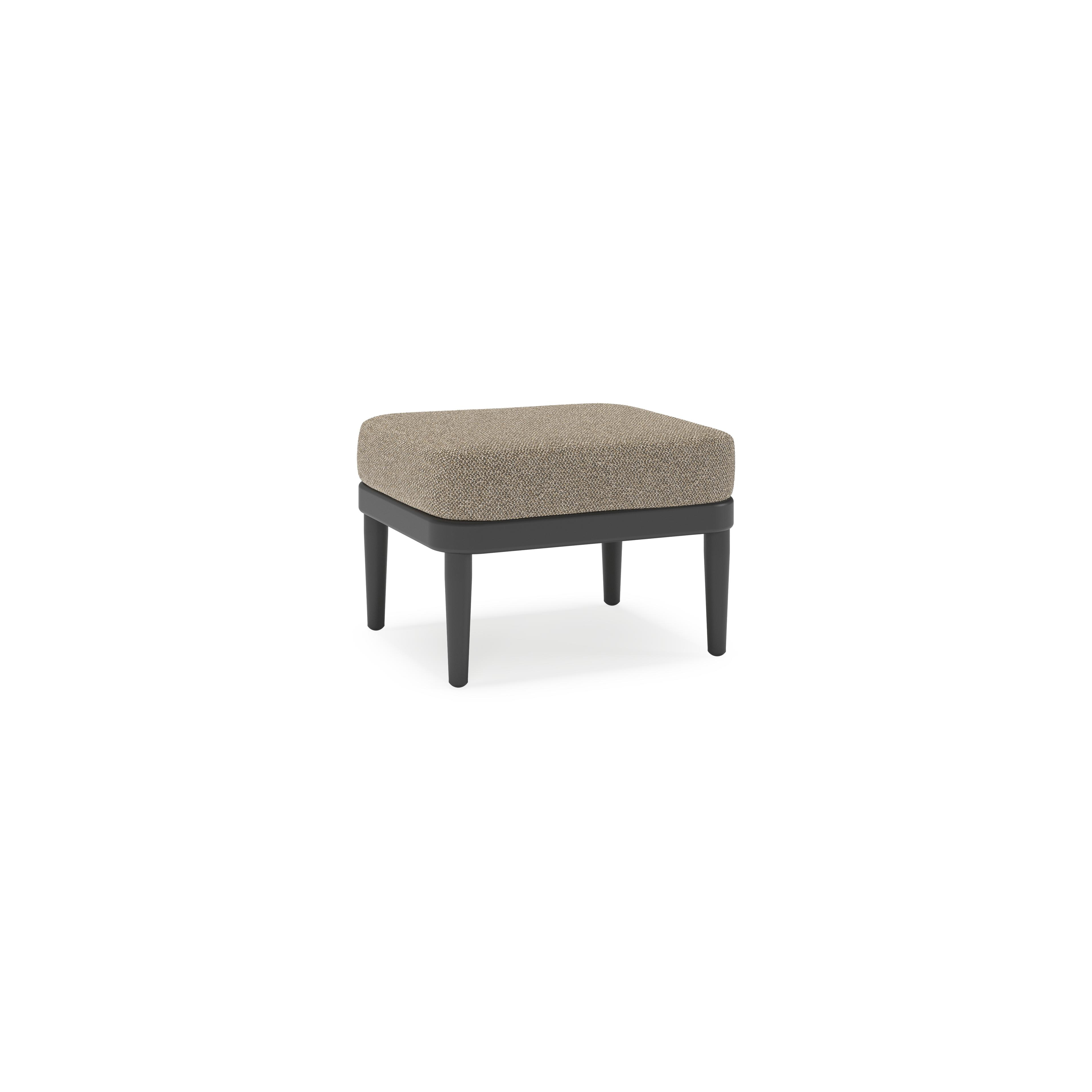 Orso poef in zwart aluminium met Madagascar Burch all weather cosytica kussen