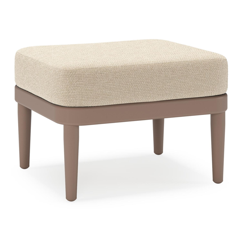 Pouf Orso en aluminium taupe et coussins en all weather cosytica Althea Chalk