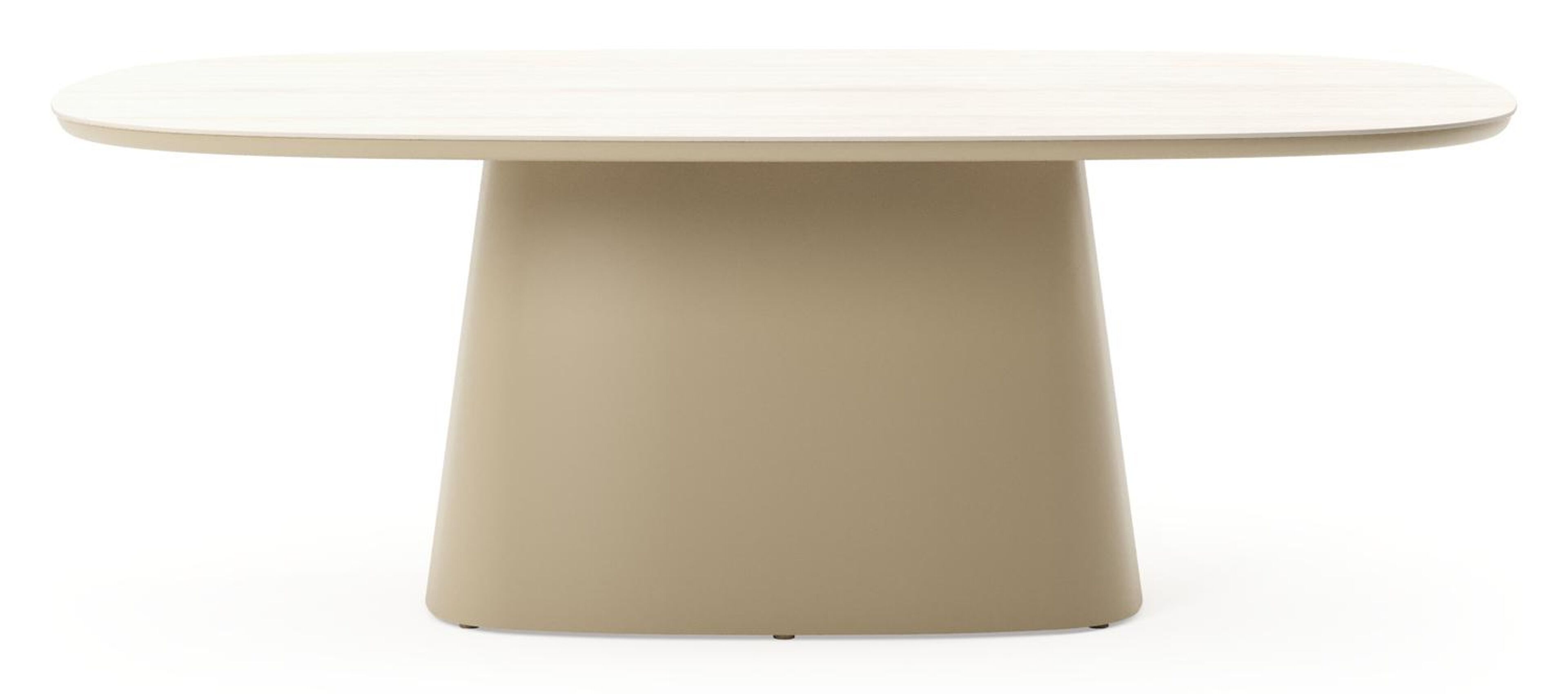 Amico tuintafel bombo xl in beige aluminium en volkeramiek Travertino Bianco - L 210 x B 148 x H 73.5 cm