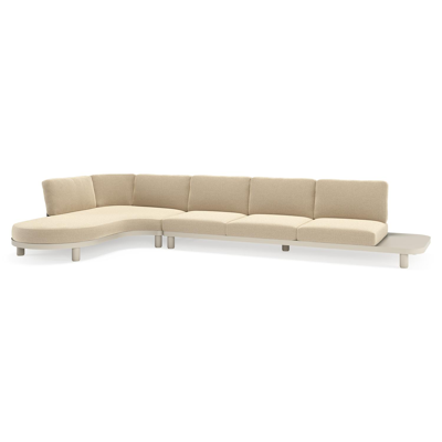 Donato loungehoek in beige aluminium met althea camel all weather cosytica kussen