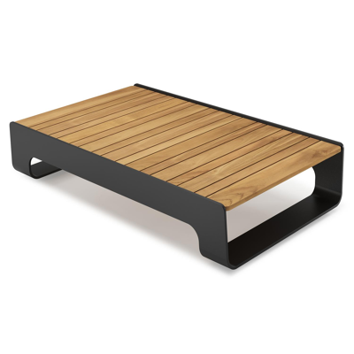 Atessa loungetafel in zwart aluminium en naturel teak - L 117,5 x B 70 x H 30 cm