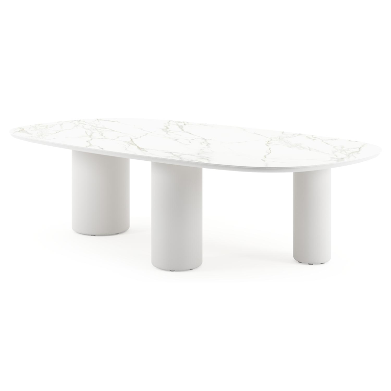 Amico tuintafel bombo xl in wit aluminium en volkeramiek Calacatta - L 270 x B 148 x H 74 cm