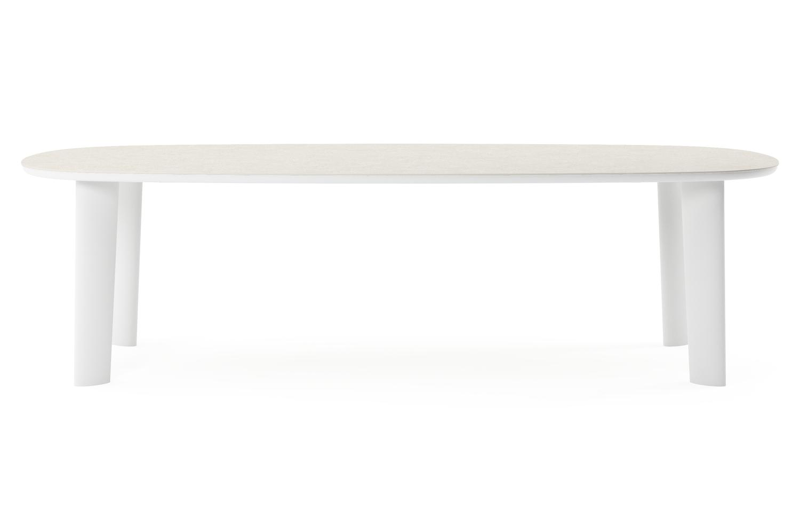 Amico tuintafel bombo in wit aluminium en volkeramiek Shilin - L 270 x B 125 x H 73.5 cm
