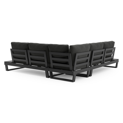 Modica loungehoek in zwart aluminium met rustic weather+ softtouch kussens en loungetafel