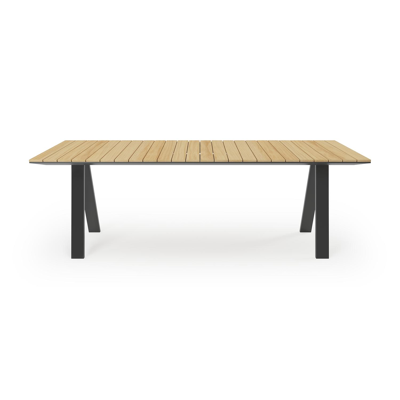Cesano tuintafel in zwart aluminium en teak - L 240 x B 100 x H 75.5 cm