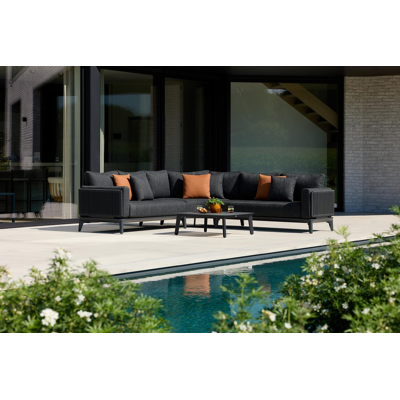 Mosa loungetafel in zwart aluminium - L 85 x B 85 x H 30 cm