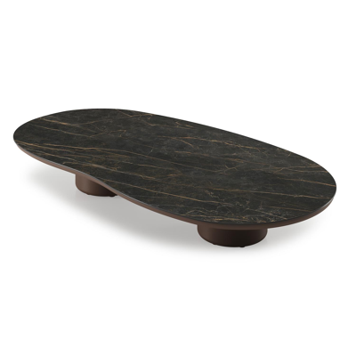 Amico loungetafel organisch in taupe aluminium en volkeramiek Black Obsession - L 170 x B 91 x H 25 cm