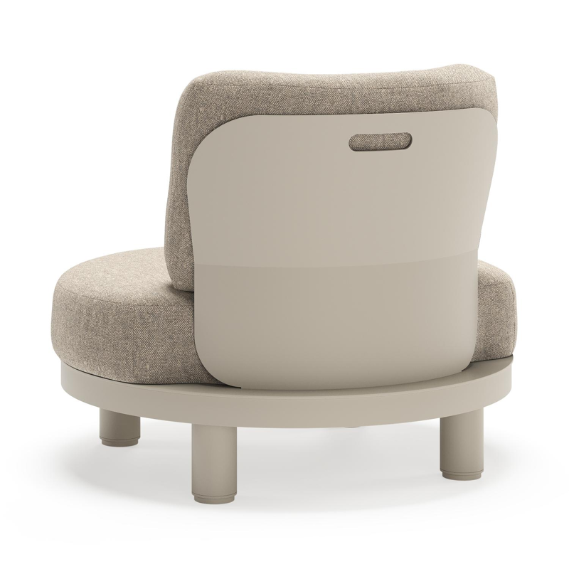 Fauteuil de jardin Donato en aluminium beige et coussins en all weather sunbrella® luxe Chartres Pewter