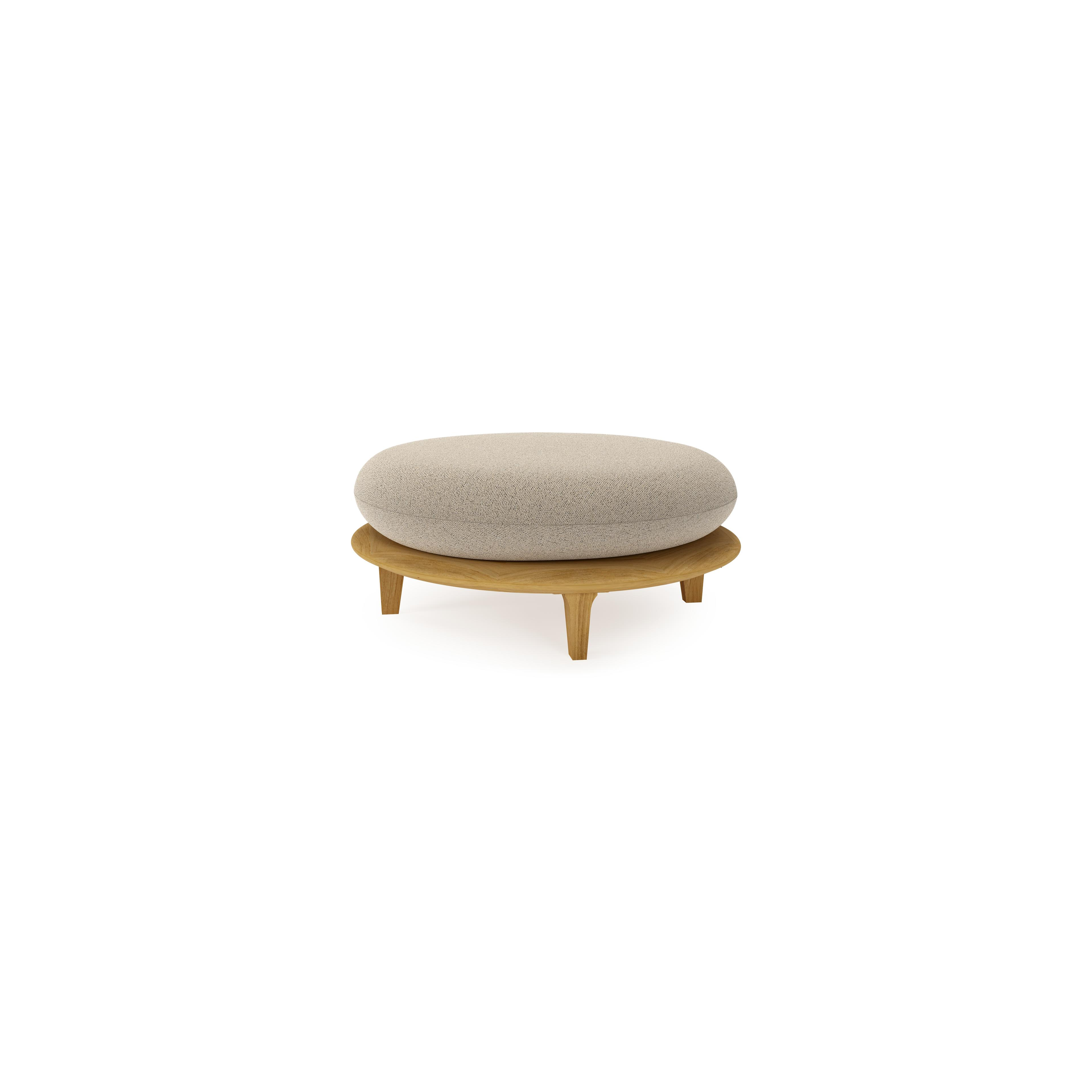 Bomero poef in teak met marbella beige all weather cosytica kussen