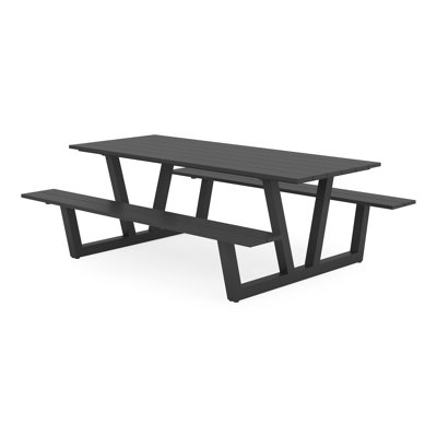 Felino picknicktafel in zwart aluminium - L 220 x B 176 x H 76 cm