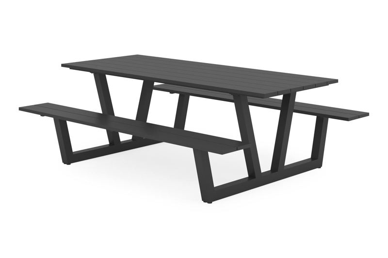 Felino picknicktafel in zwart aluminium - L 220 x B 176 x H 76 cm