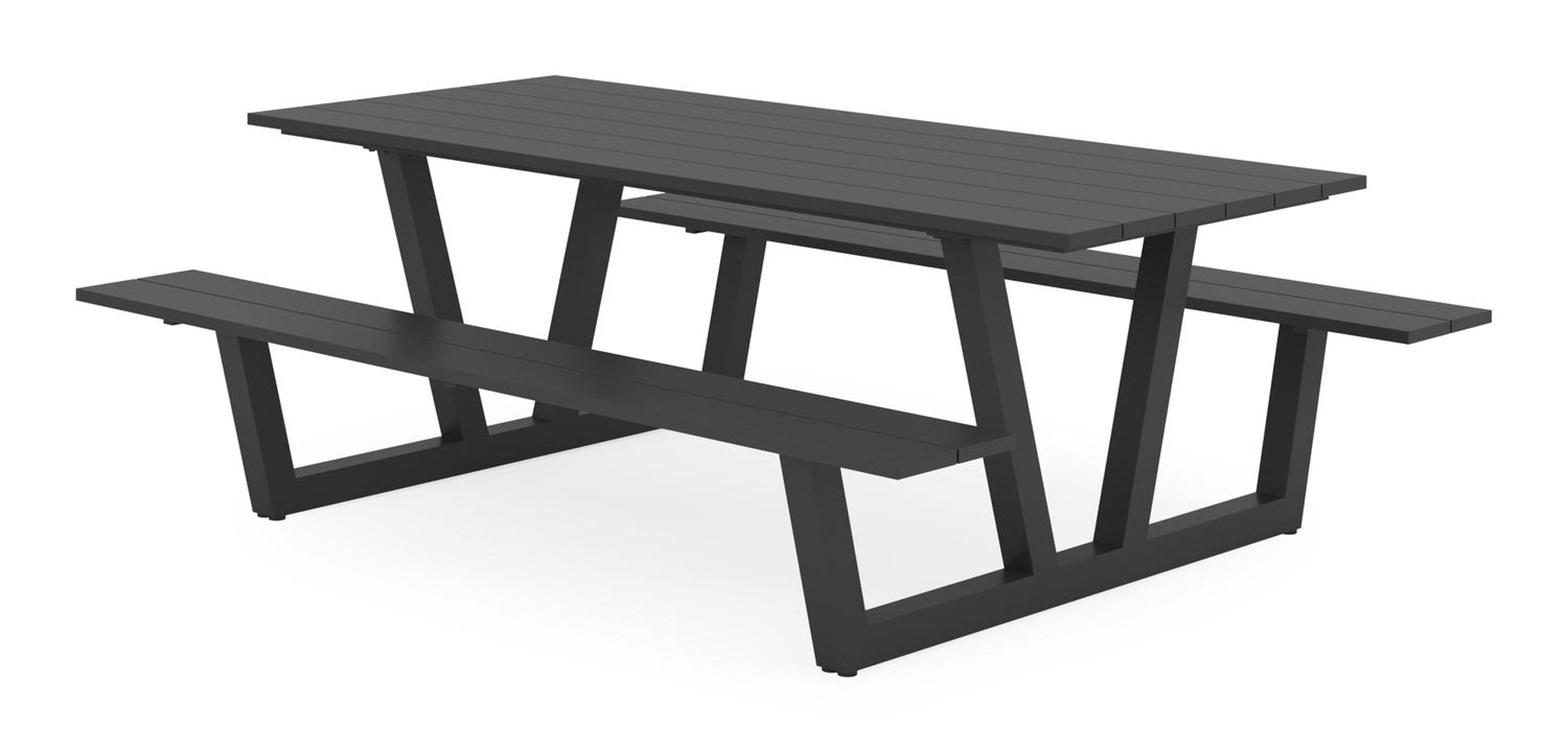 Table de pique-nique Felino en aluminium noir - Lg 220 x Larg 176 x H 76 cm