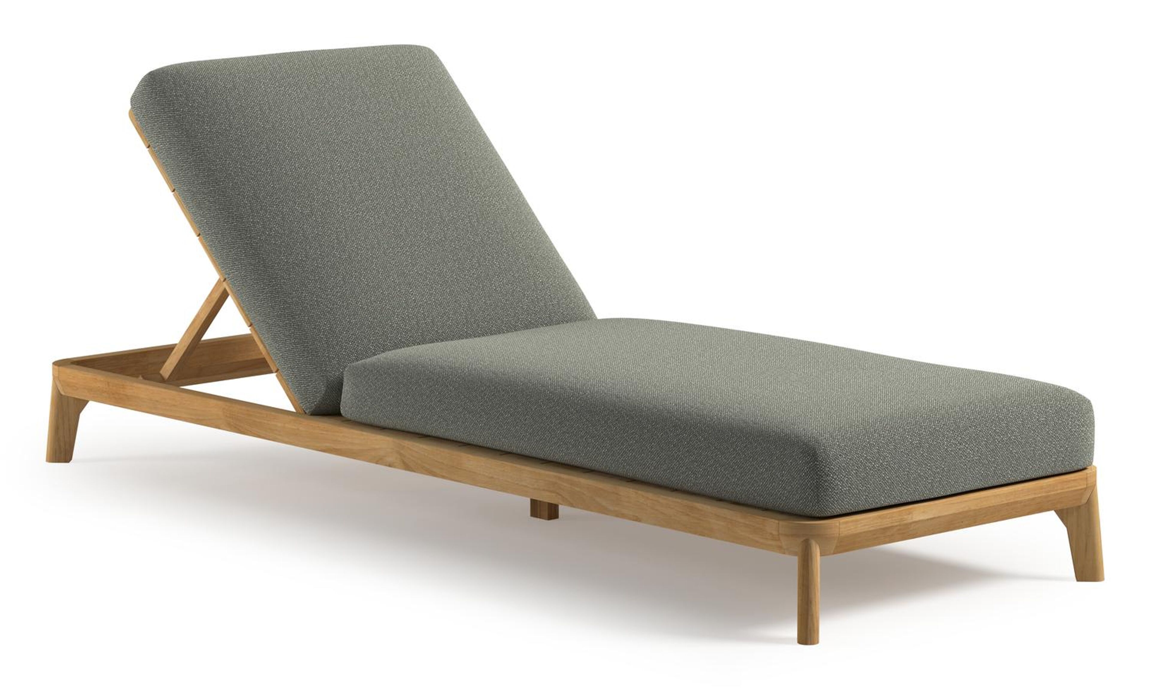 Orso verstelbaar ligbed in teak met savane leaf all weather Sunbrella® luxe kussen