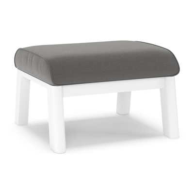 Cirello poef in wit aluminium met natte charcoal chine all weather sunbrella® luxe kussen