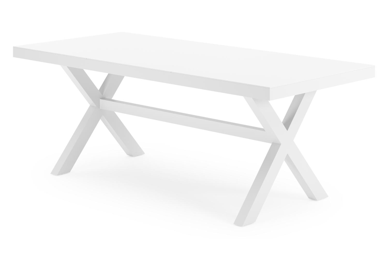 Bahia tuinset rechthoekig in wit aluminium met 8 Salto tuinstoelen