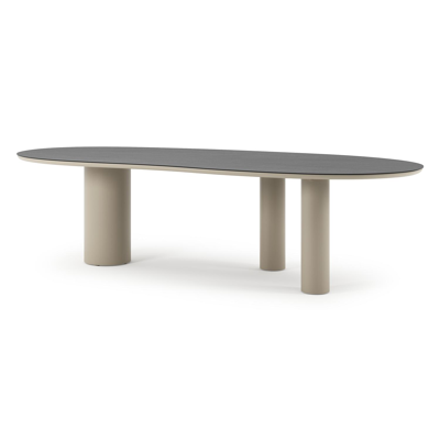 Organo tuintafel organisch in beige aluminium en volkeramiek Basalt Black - L 280 x B 120 x H 74 cm