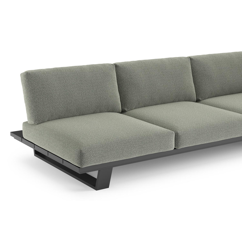 Pagino loungeset in zwart aluminium met savane leaf all weather sunbrella® luxe kussen