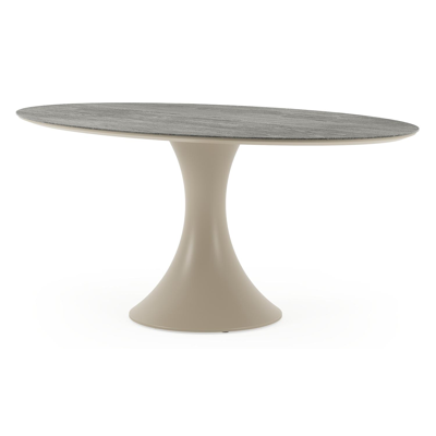Fano tuintafel ovaal in beige aluminium en volkeramiek Aspen Grey - L 180 x B 110 x H 75 cm