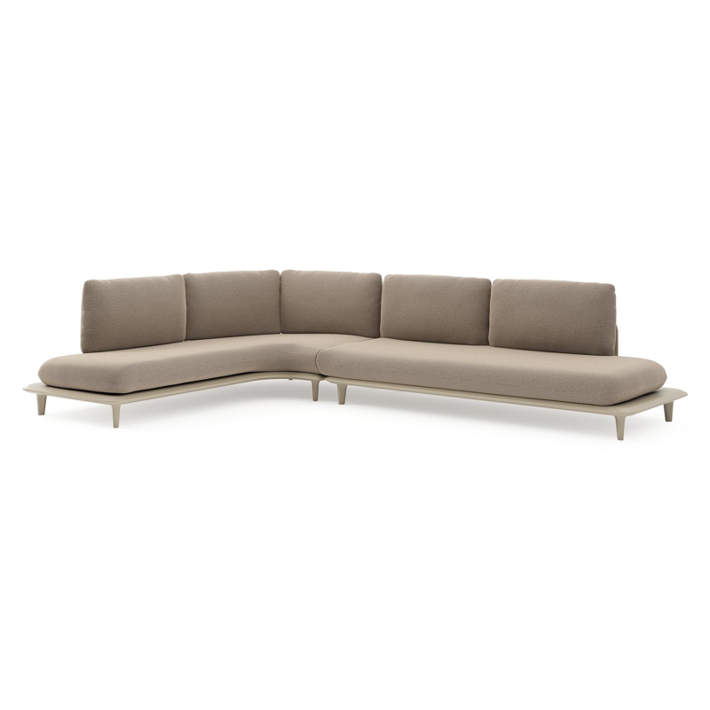 Salon de jardin d'angle Bomero en aluminium beige et coussins en all weather solica firenze earth