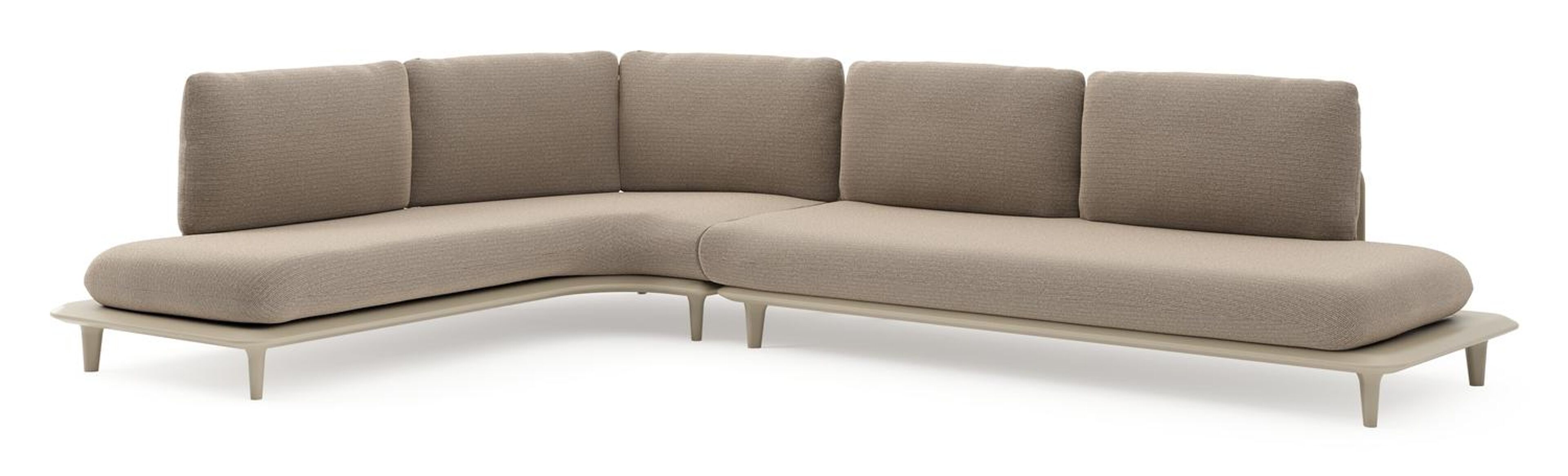 Salon de jardin d'angle Bomero en aluminium beige et coussins en all weather solica firenze earth