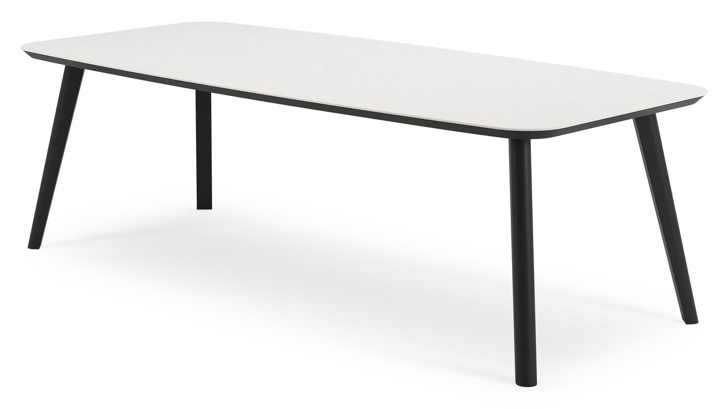 Mosa tuinset in zwart aluminium en topo minerale sintered stone met 6 Gerona tuinstoelen