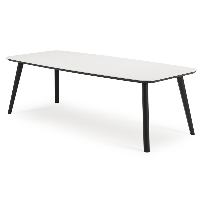 Mosa tuinset in zwart aluminium en topo minerale sintered stone met 6 Gerona tuinstoelen