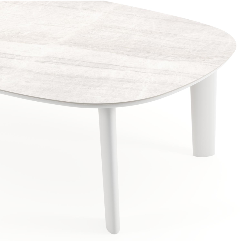 Table de jardin Amico bombo xl en aluminium blanc et céramique pleine Taj Mahal - Lg. 270 x Lrg. 148 x Haut. 73.5 cm
