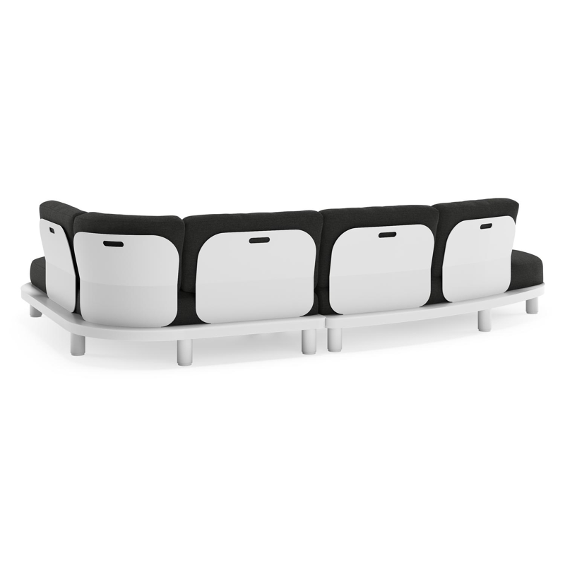 Donato loungehoek in wit aluminium met all weather sunbrella® luxe Chartres Sooty kussen