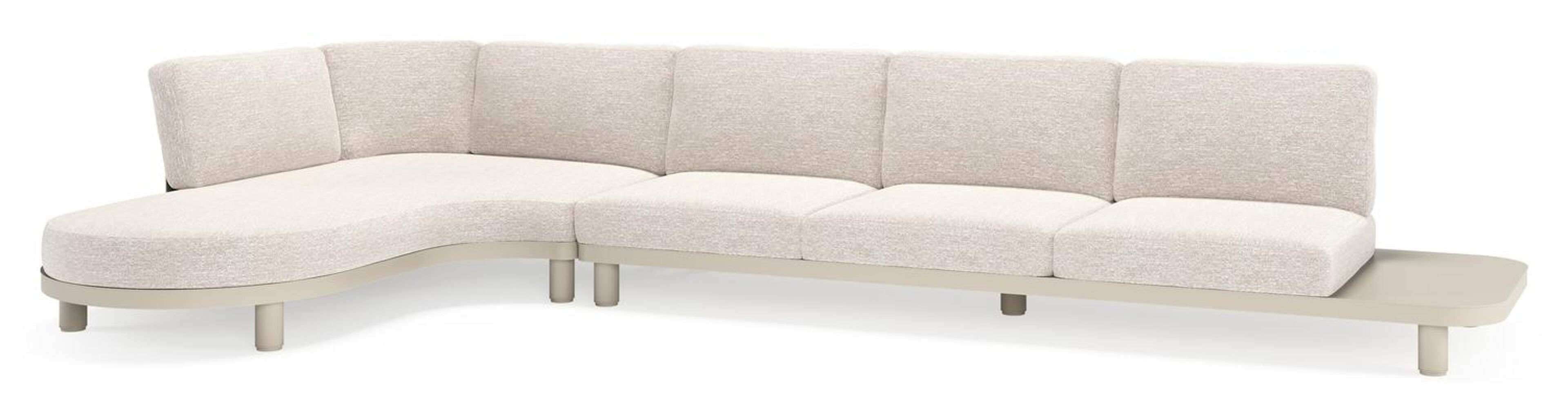 Salon de jardin d'angle Donato en aluminium beige et coussins en all weather sunbrella® luxe tundra sand