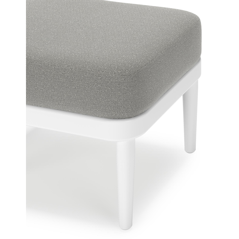 Pouf Orso en aluminium blanc et coussins en all weather sunbrella® luxe Savane Zinc