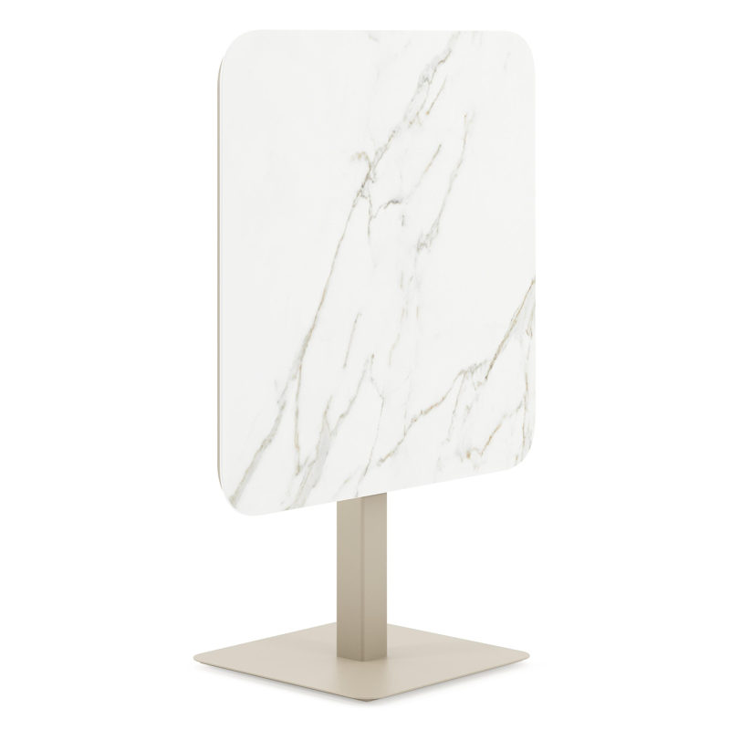 Fano kantelbare tuintafel afgerond vierkant in beige aluminium en volkeramiek Calacatta - L 80 x B 80 x H 72.5 cm