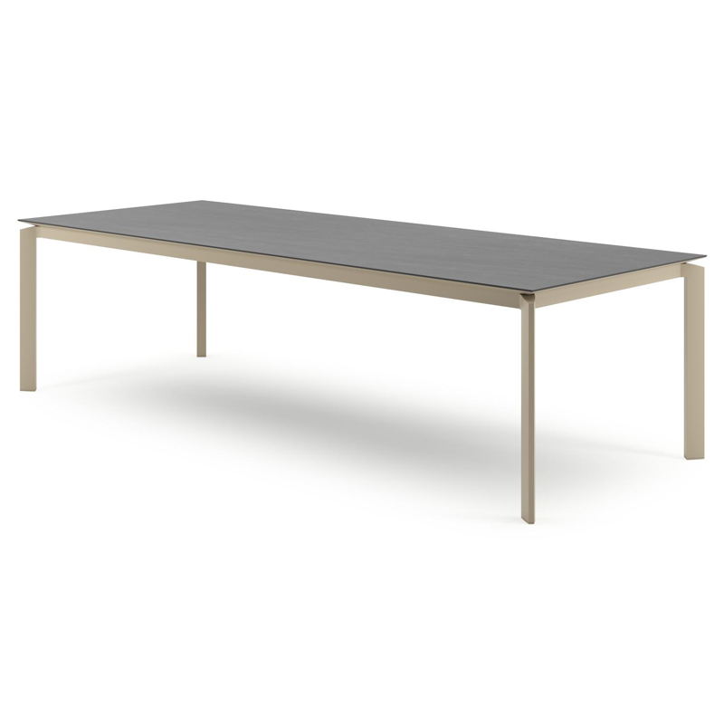 Cirello tuintafel rechthoekig in beige aluminium en volkeramiek Basalt Black - L 280 x B 110 x H 74.5 cm