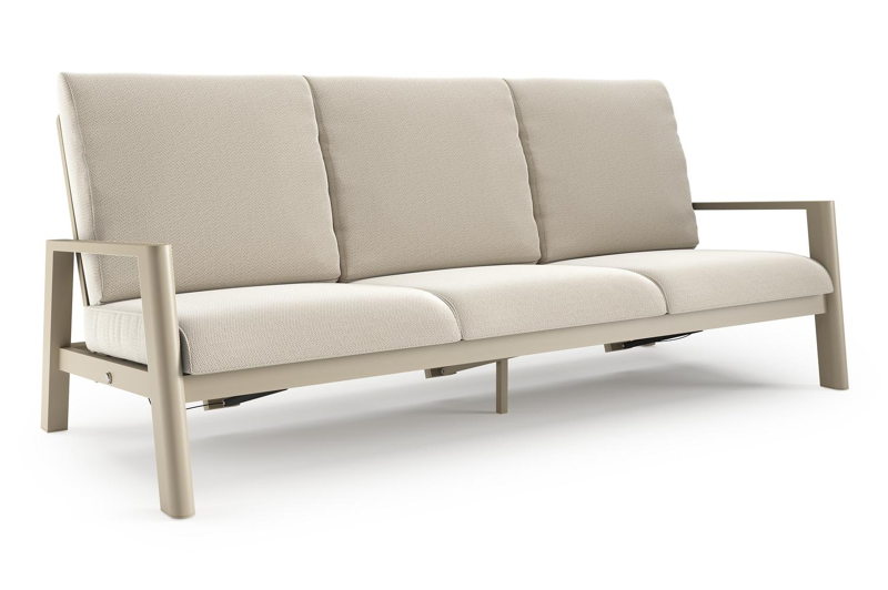 Cirello loungebank in beige aluminium met lopi marble all weather sunbrella® luxe kussen