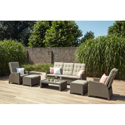 Roma loungeset in bruin wicker met polyester kussens