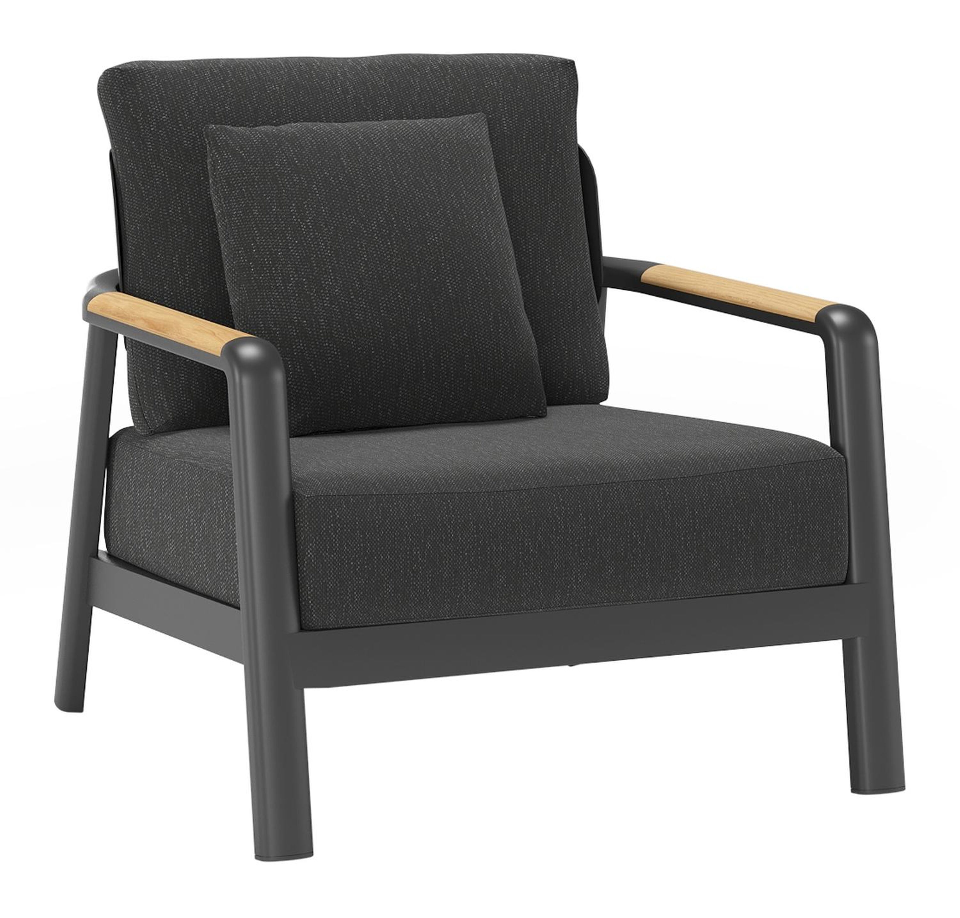 Fauteuil de jardin Salamanca en aluminium noir et et coussins en weather+ softtouch sky black