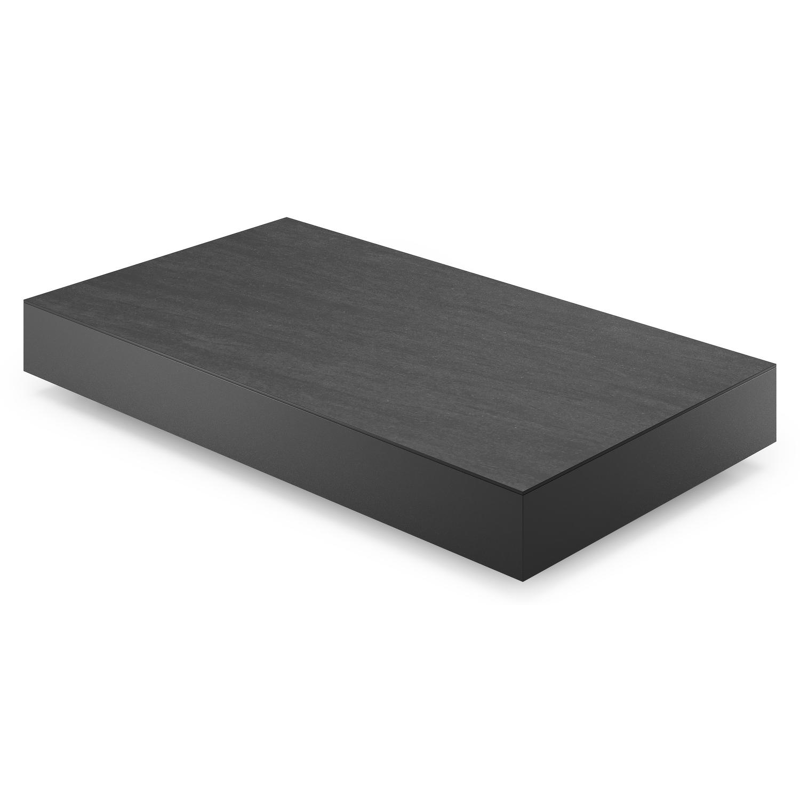 Table basse Como en aluminium noir et céramique pleine basalt black - Lg 140 x B 80 x H 20 cm