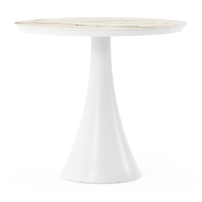 Fano tuintafel rond in wit aluminium en volkeramiek colorado dunes - Dia. 85 x H 75 cm